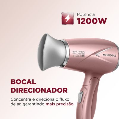 Secador de Cabelos Travel Mondial Golden Rose 1200W SC-47-GR Bivolt