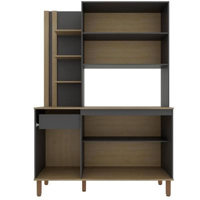 Cozinha Compacta Safira 135cm 5 Portas 3 Prateleiras Bartira Grafite