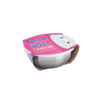 Pote Redondo Tramontina Freezinox Em Inox Com Tampa Plástica 0,8 Litros
