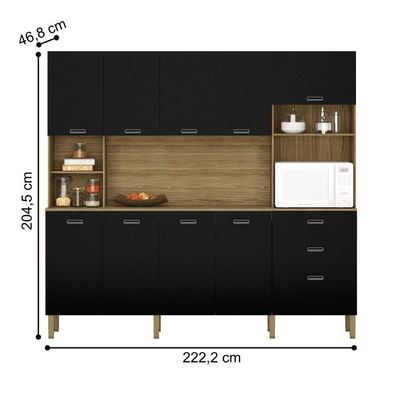 Kit Cozinha Armários E Portas Intense Freijó Nero