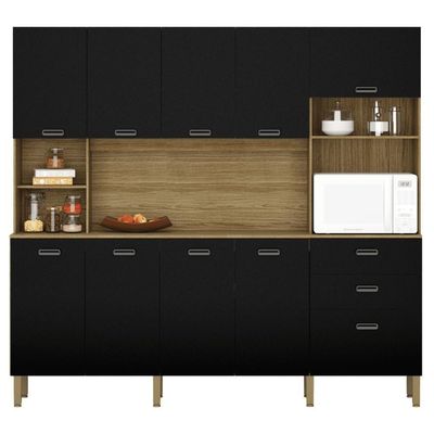 Kit Cozinha Armários E Portas Intense Freijó Nero