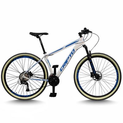 Bicicleta Aro 29 Cripto 24 Marchas Freio Disco E Suspensão Pneu Bege - Branco/azul - 17" Branco/azul
