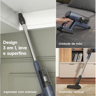 Aspirador de Pó Vertical Sem Fio Electrolux Ergorapido 3 em 1 Cyclonic Power 30 min Azul (PTEC101) Bivolt