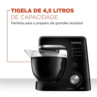 Batedeira Planetária Mondial BP03 Preta 127V 127V