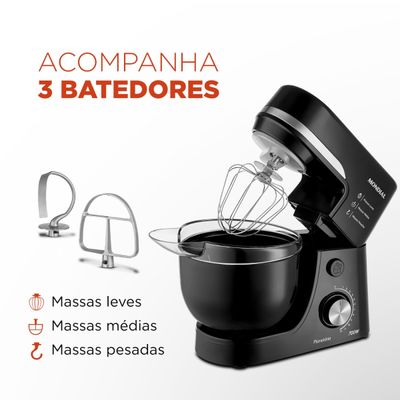 Batedeira Planetária Mondial BP03 Preta 127V 127V
