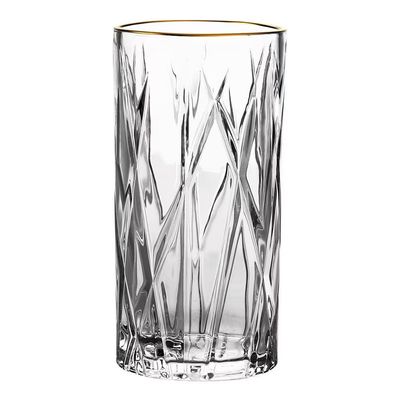 Jogo de Copos Altos Forest com Borda Dourada 350ml LHermitage 6 Peças Transparente