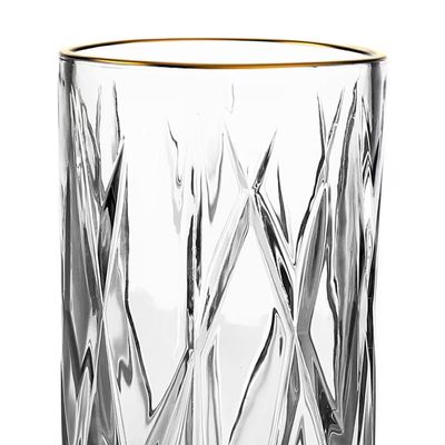 Jogo de Copos Altos Forest com Borda Dourada 350ml LHermitage 6 Peças Transparente