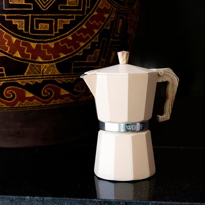 Cafeteira Italiana em Alumínio 6 Doses Wolff Bege