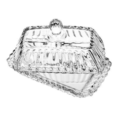 Manteigueira Retangular Império Cristal com Tampa Decorativa 17x9x8,5cm Wolff Transparente