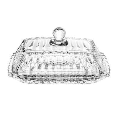Manteigueira Retangular Império Cristal com Tampa Decorativa 17x9x8,5cm Wolff Transparente