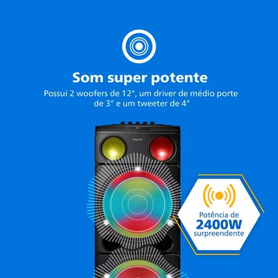 Caixa de Som Bluetooth Party Speaker TAX5509/78 Philips Preto / Bivolt