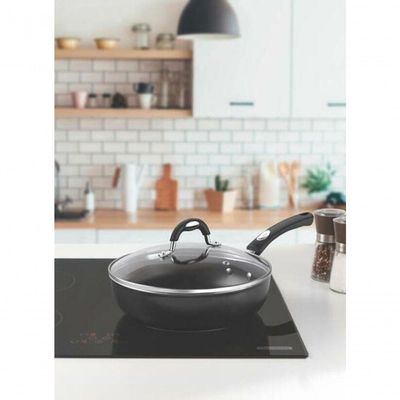 Frigideira Funda Tramontina Mônaco Induction Starflon Premium Preto Com Tampa 24cm