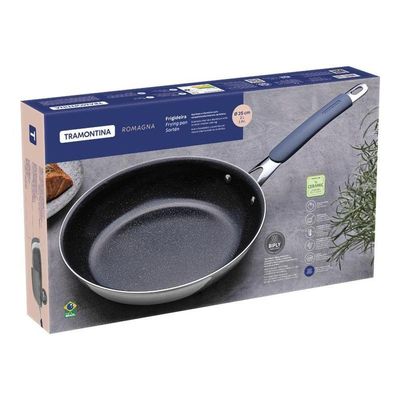 Frigideira Tramontina Romagna Aço Inox E Alumínio 25cm Com Revestimento Cerâmico Black Stone