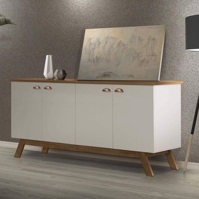 Buffet 04 Portas Atlanta Off White E Madeira Tebarrot
