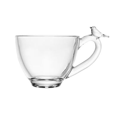 Conjunto 4 Xícaras de Chá Bird 180ml com Pires Wolff Transparente