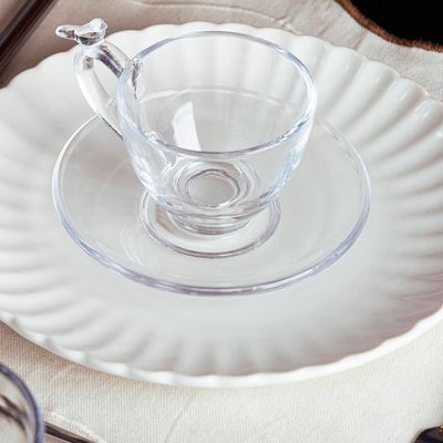 Conjunto 4 Xícaras de Café Bird 80ml com Pires Wolff Transparente