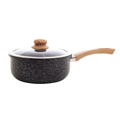 Panela Granilite 20cm Indução Revestimento Cerâmico Tampa Vidro Preta Wolff Preto