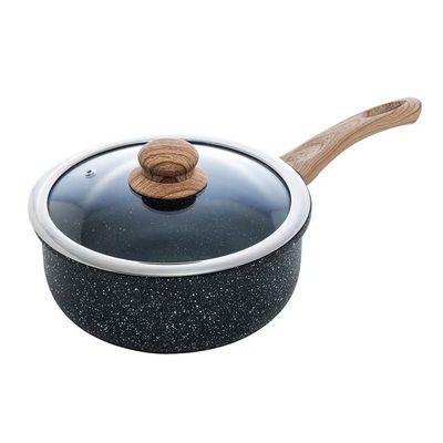 Panela Granilite 20cm Indução Revestimento Cerâmico Tampa Vidro Preta Wolff Preto