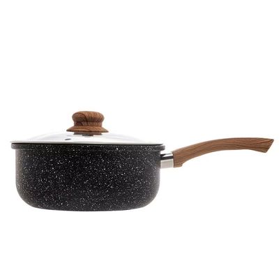 Panela Granilite 20cm Indução Revestimento Cerâmico Tampa Vidro Preta Wolff Preto