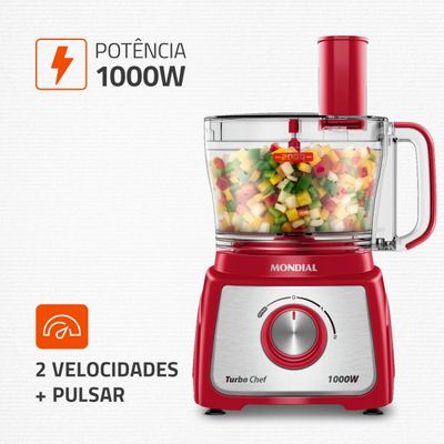 Multiprocessador Turbo Chef 5 em 1 Mondial Vermelho 1000W MPN-01-R 220