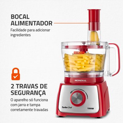 Multiprocessador Turbo Chef 5 em 1 Mondial Vermelho 1000W MPN-01-R 220