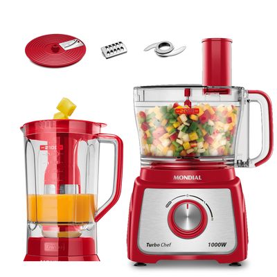 Multiprocessador Turbo Chef 5 em 1 Mondial Vermelho 1000W MPN-01-R 220