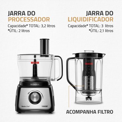 Multiprocessador Turbo Chef 7 em 1 Mondial Preto 1000W MPN-01-BE 220