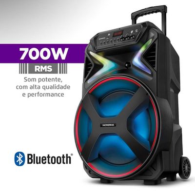 Caixa Amplificada Connect Lights Mondial Preto e Vermelho 700W RMS CM-700 Bivolt
