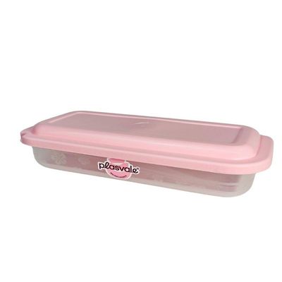 Pote Plástico Retangular 500ml Plasvale Rosa