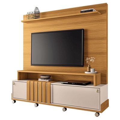 Estante Home Theater Bold Off White Cinamomo E Aparador Infinity E Kit Mesa De Centro Sky Cinamomo - Hb Móveis