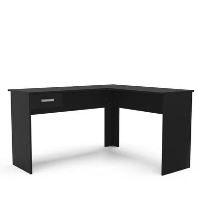 Escrivaninha de Canto Fênix Formato L 1 Gaveta MDP Pintura UV Espaçosa e Funcional Politorno Preto