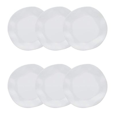 Jogo de 6 Pratos Fundos Oxford Ryo White 22,5cm Porcelana