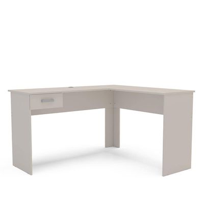 Escrivaninha de Canto Fênix Formato L 1 Gaveta MDP Pintura UV Espaçosa e Funcional Politorno Off White