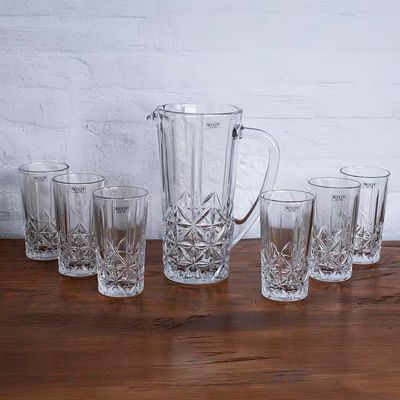 Conjunto 6 Copos Altos 270ml e Jarra 1L Stella Vidro Wolff Transparente