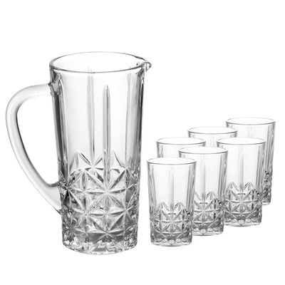 Conjunto 6 Copos Altos 270ml e Jarra 1L Stella Vidro Wolff Transparente