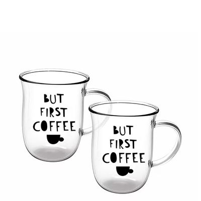 Jogo de Xícaras Coffee Time em Vidro Borossilicato Dynasty 350ml 2 Peças Transparente