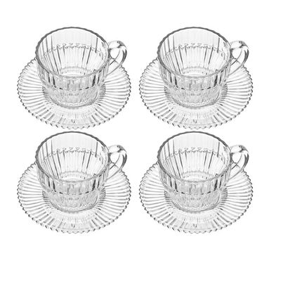 Conjunto 4 Xícaras de Chá Império 220ml com Pires Wolff Transparente