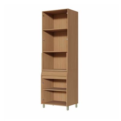 Paneleiro Condessa em MDF 15mm com 4 Portas, 1 Gaveta e 3 Prateleiras 70cm de largura Nesher Castanho e Bege