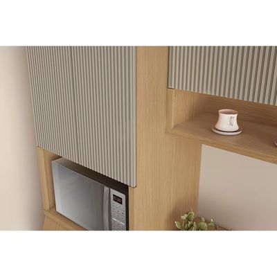 Paneleiro Simone Mendes em MDF 15mm com 4 Portas 1 Gaveta e 3 Prateleiras 70cm de largura Nesher Castanho com Bege