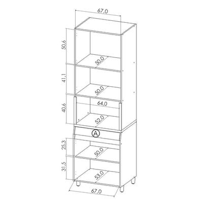Paneleiro Simone Mendes em MDF 15mm com 4 Portas 1 Gaveta e 3 Prateleiras 70cm de largura Nesher Castanho com Bege