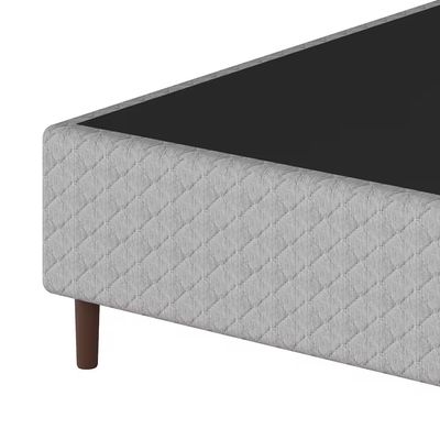 Base Cama Box Solteiro Loreto A26 Cinza Umaflex Cinza e Preto