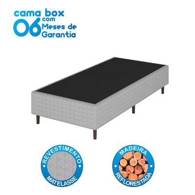 Base Cama Box Solteiro Loreto A26 Cinza Umaflex Cinza e Preto