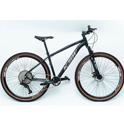 Bicicleta Aro 29 Ksw 12 Vel Alumínio Suspensão 80mm Freios A Disco Preto Fos -ad Prata 21