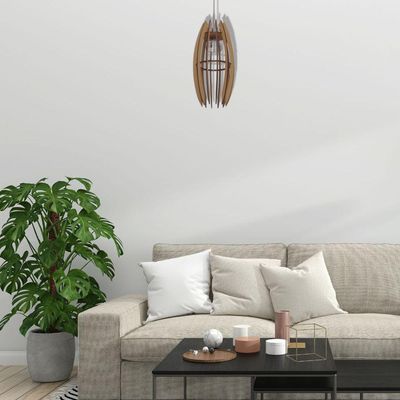 Luminária Teto Tipo Pendente Espinhos Mdf - Completa Cor: Mdf Cru