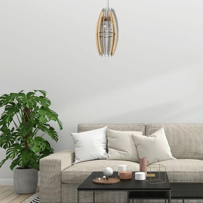 Luminária Teto Tipo Pendente Espinhos Mdf - Completa Cor: Mdf Cru