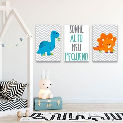 Kit 3 Placas Quadros Decorativos Infantil Frases Mdf 20x30cm