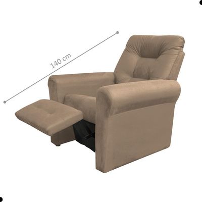 Poltrona Reclinável Para Descanso Guaíra Suede Bege