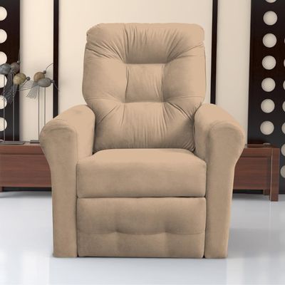 Poltrona Reclinável Para Descanso Guaíra Suede Bege