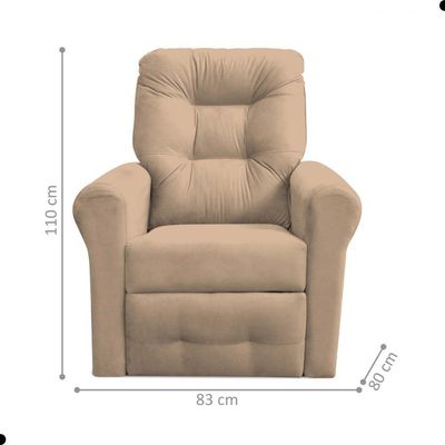 Poltrona Reclinável Para Descanso Guaíra Suede Bege