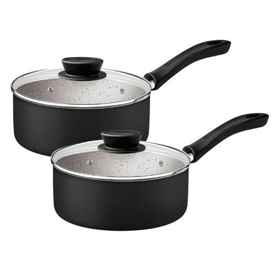 Jogo de Panelas Tramontina Preto 5 Peças Linz Aluminio Antiaderente Starflon Max Tampa de Vidro